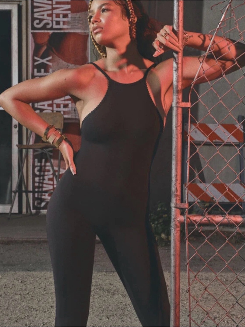 Savage X Fenty 2X Savage Black Cotton Catsuit Jumpsuit Plus Romper One Piece NWT